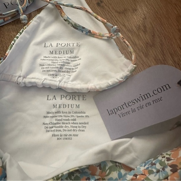 La Porte Floral Bikini Set Blue Orange Medium NWT sexy high cut swimwear - Picture 2 of 5
